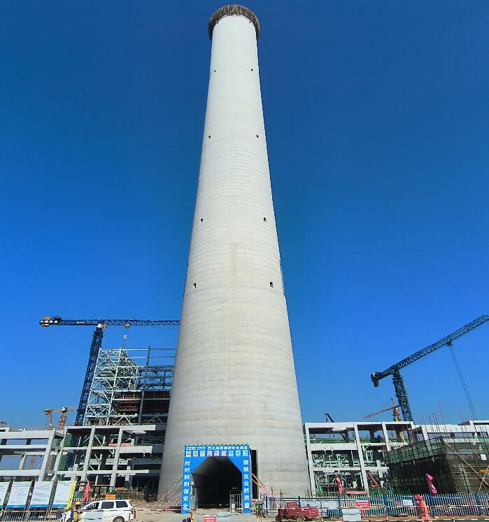 广西崇左2台660兆瓦电厂工程烟囱到顶