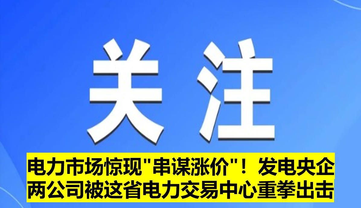 电力市场惊现"串谋涨价"！发电央企两公司被这省电力交易中心重拳出击‌